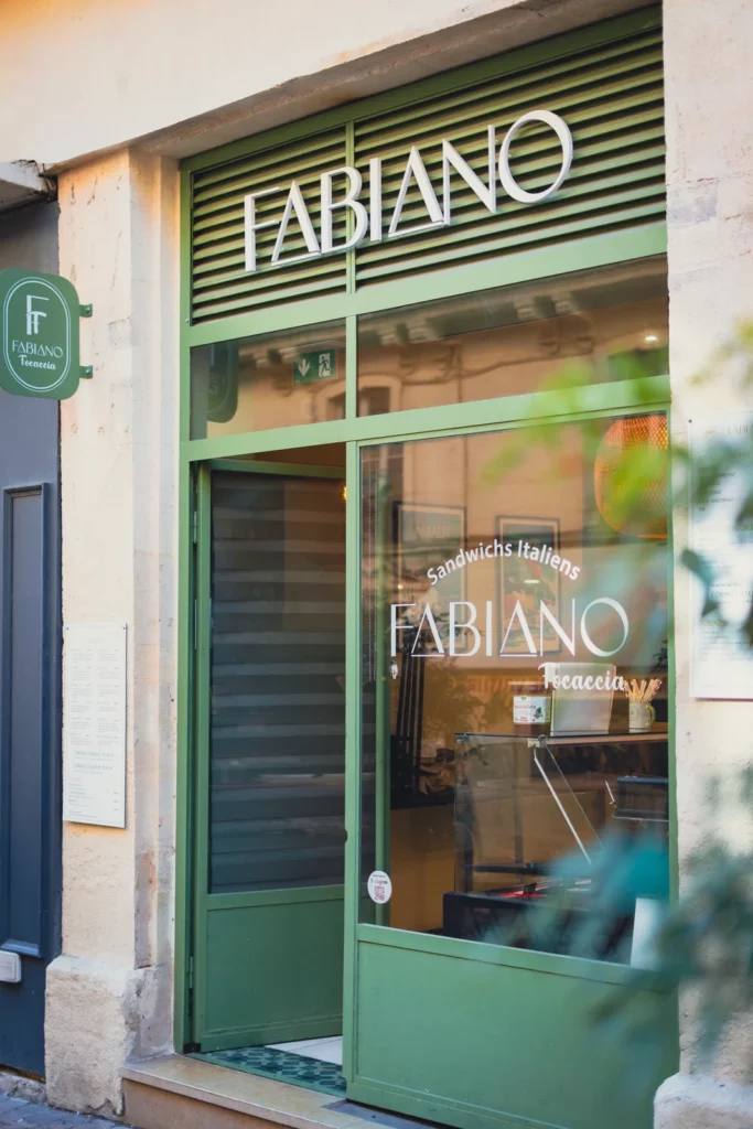The green Fabiano Focaccia shopfront