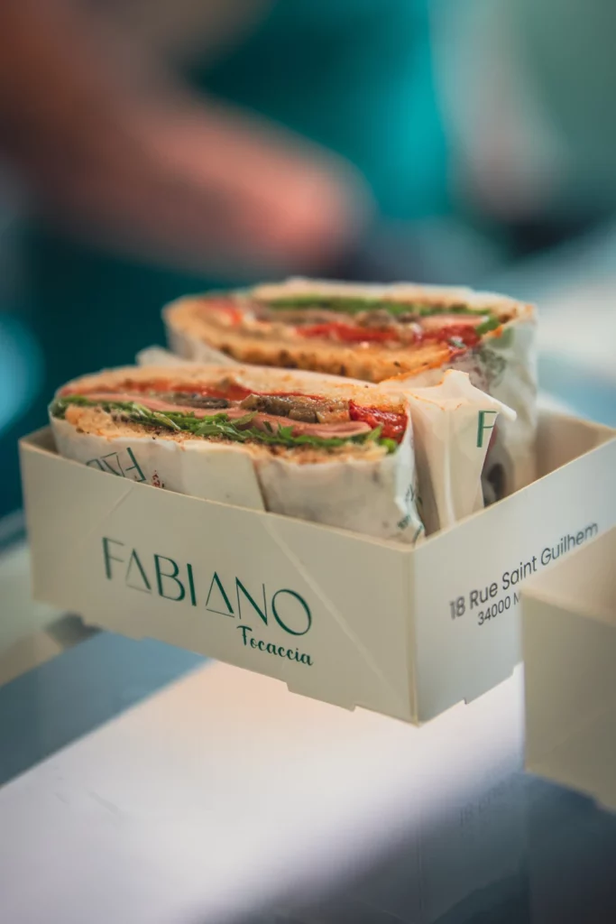 Filled focaccias in their Fabiano box