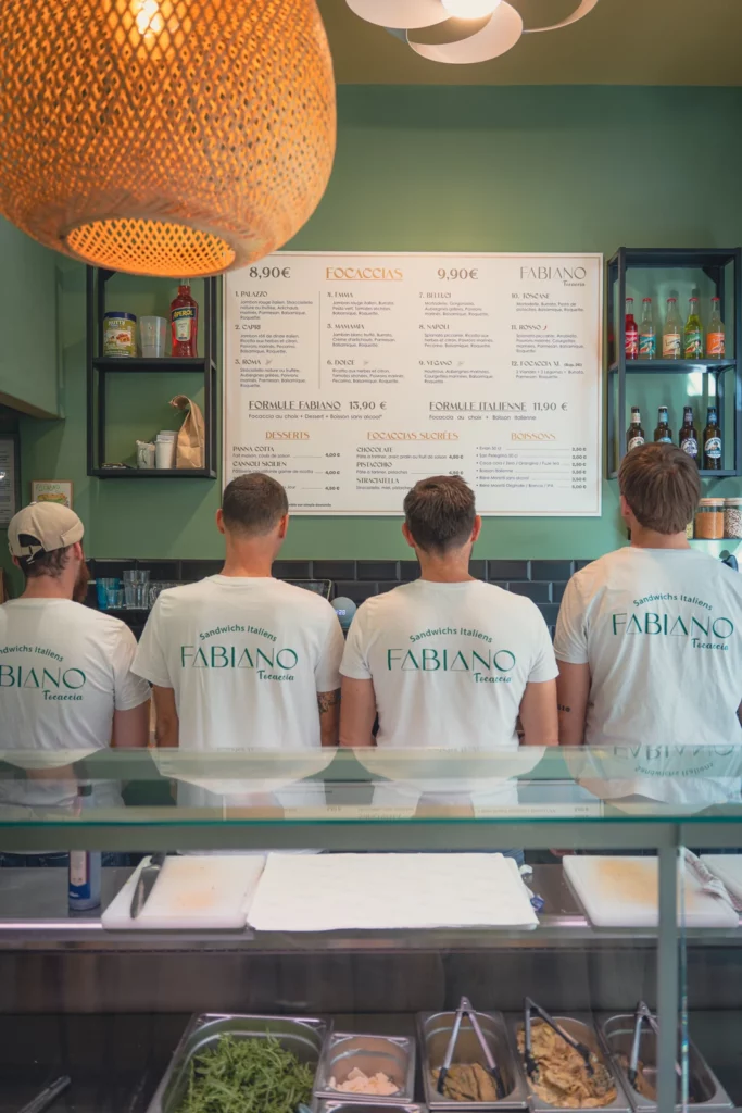 The Fabiano Focaccia team seen from behind the counter