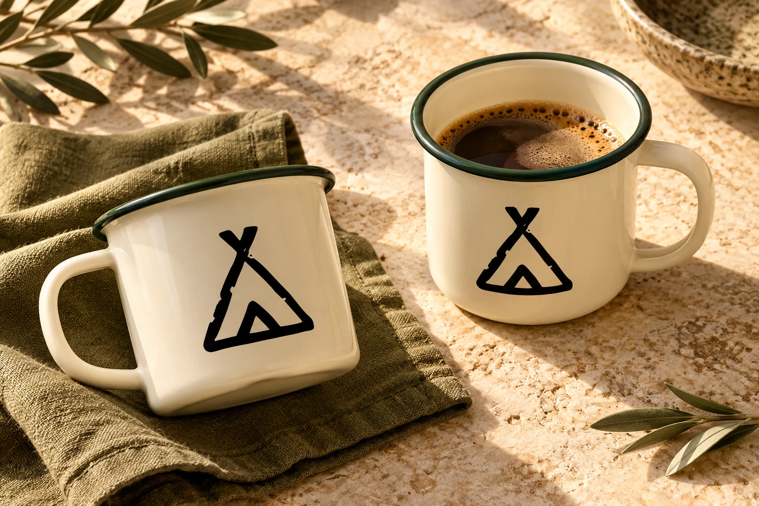 Mise en scène du logo · Bivouak Café