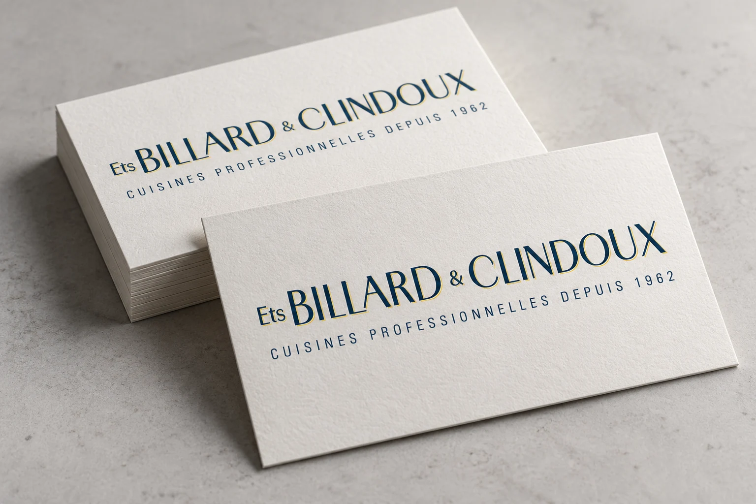Tarjetas de visita Billard & Clindoux — visualización de marca