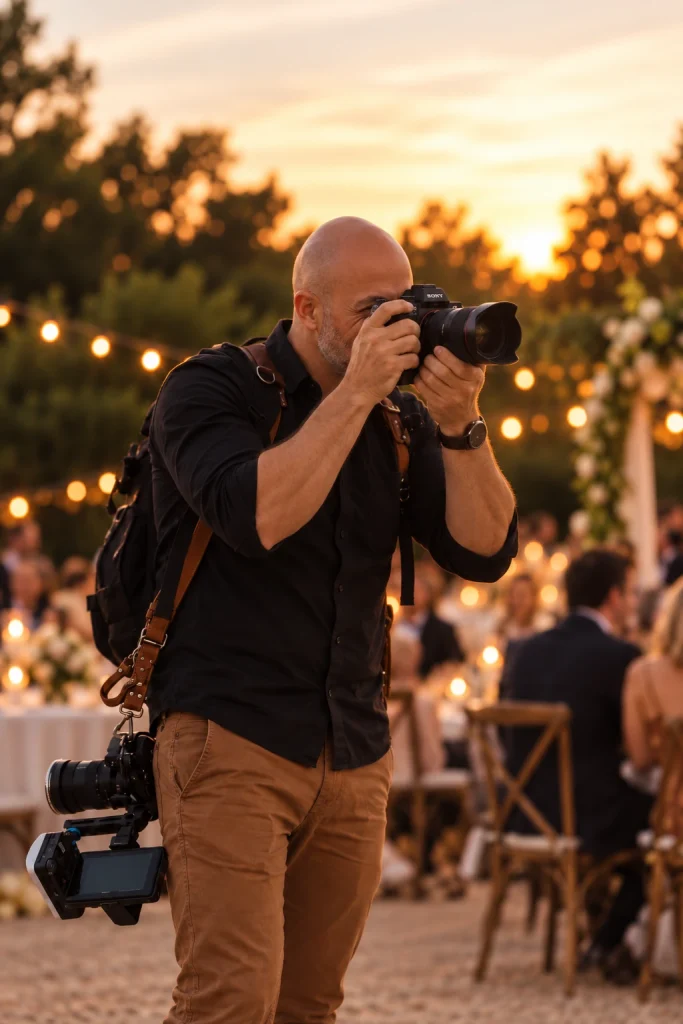 Sébastien Prenza, photographe et vidéaste, en prise de vue lors d’un événement